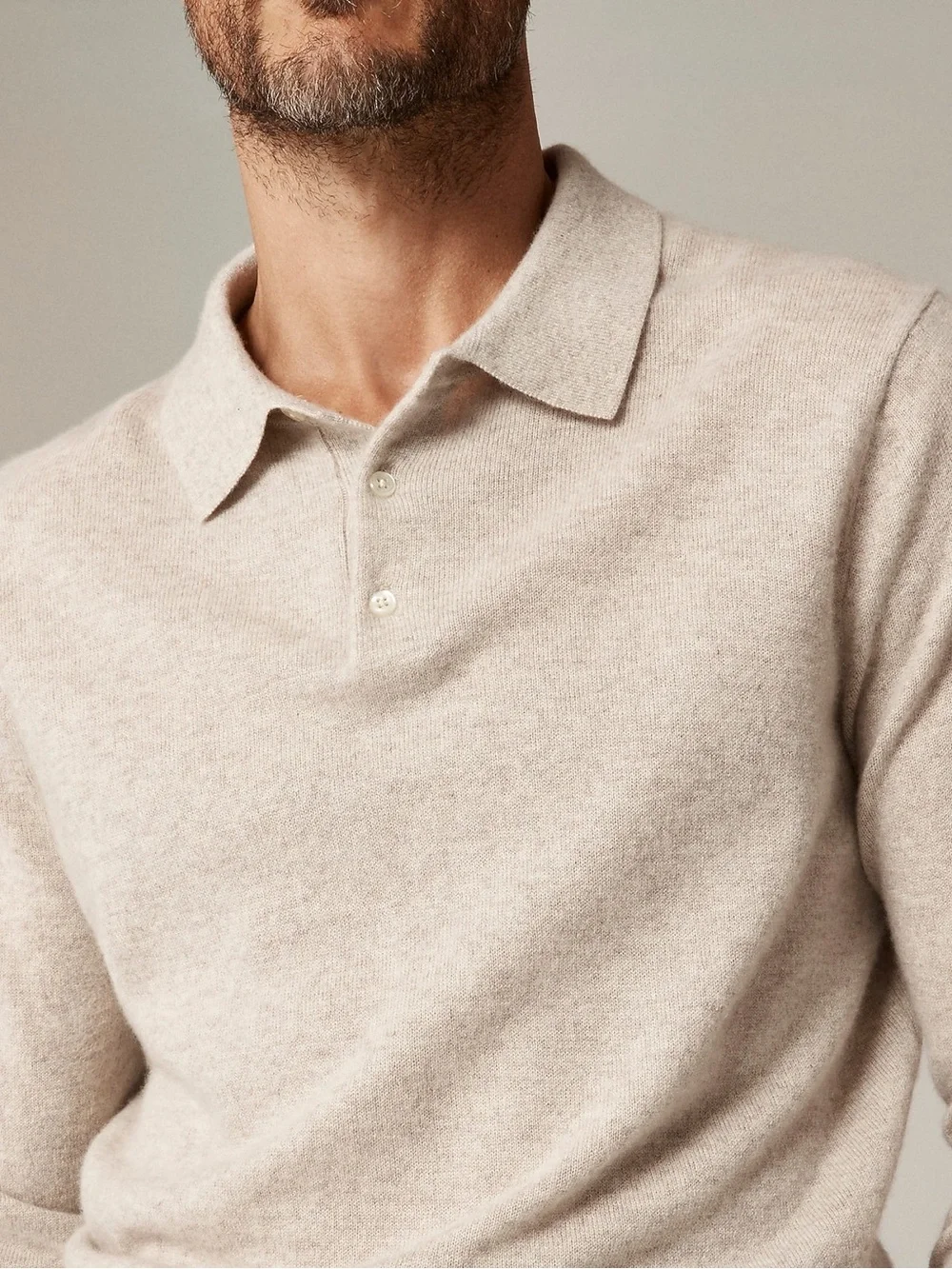J. Crew Men’s Cashmere collared sweater-polo in Hthr Birch Size Small NWT